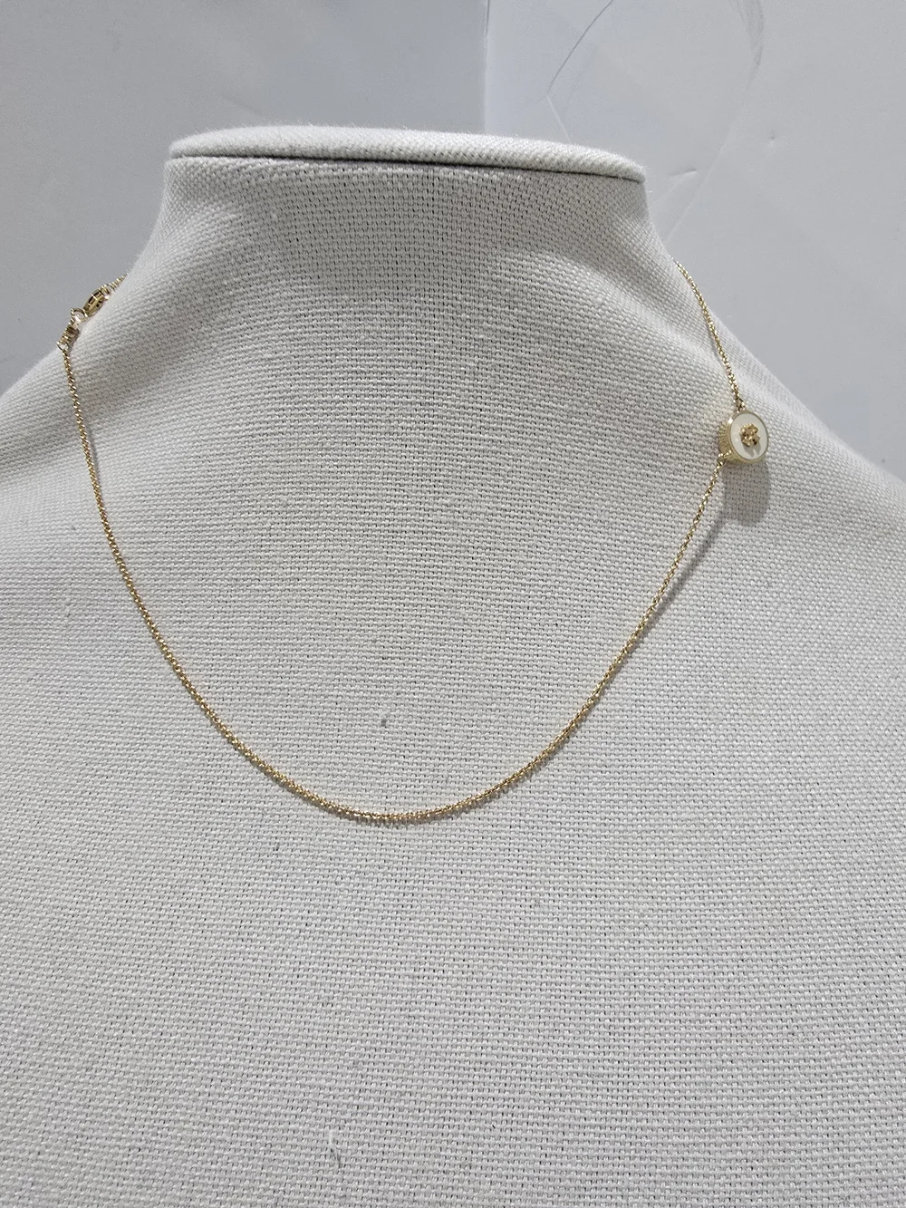 Tory Burch Logo Necklace Gold Cream